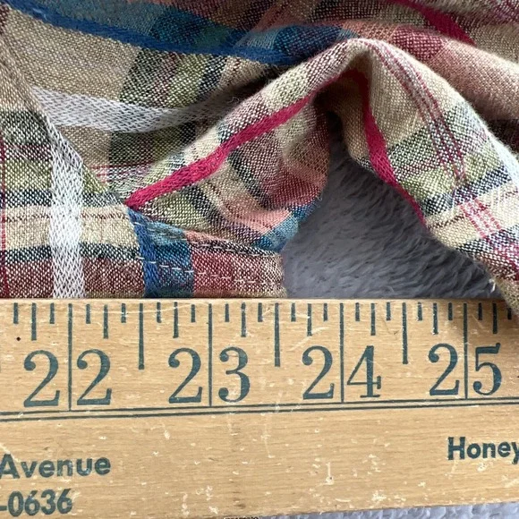 Kuhl Shirt Mens XL Karib Brown Plaid Button Up Shirt Linen/Cotton Blend - Picture 7 of 12